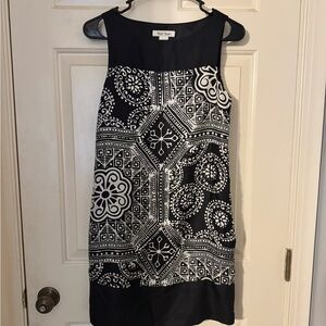 White House Black Market Black and White Geometric Mini Dress